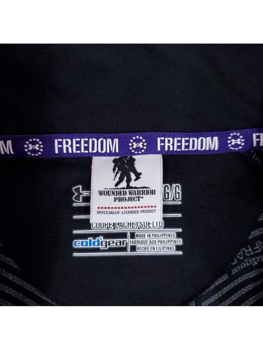 Under Armour ColdGear Wounded Warrior Project Mens Large 1/4 Zip Pullover Black - Picture 12 of 16